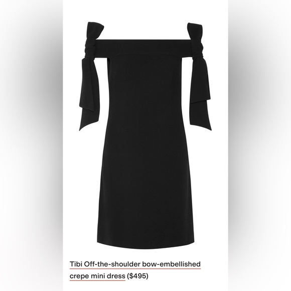 TIBI black off the shoulder bows dress, size 6 - Picture 5 of 13